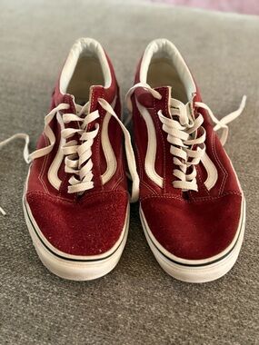 Vans Burgundy Canvas Low-Top Sneakers with White Stripe